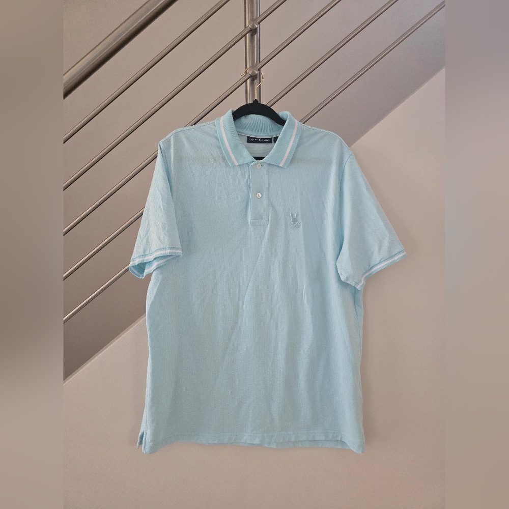 Psycho Bunny Men's Warsaw Jacquard Logo Pique Polo Shirt Seafoam 7 XL